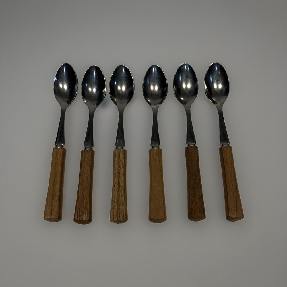 Vtg 4" Knobler Japan Cocktail Spoons • Set of6 Mini Demitasse Appetizer • MCM
